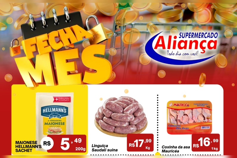 Fecha mês com ofertas no Supermercado Aliança