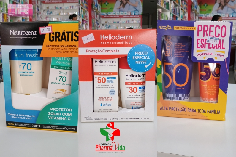 Kits de protetores solares na Pharma Vida