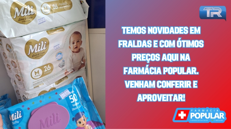 Temos novidades em fraldas e com ótimos preços aqui na Farmácia Popular