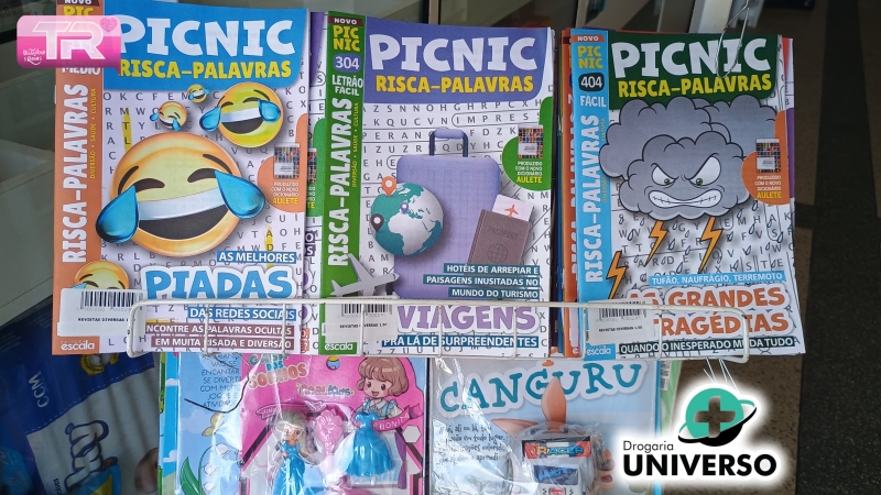 Revistas e atividades para o desenvolvimento infantil na Drogaria Universo