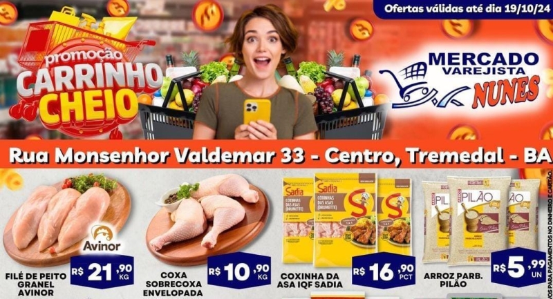 Promoção carrinho cheio no Mercado Varejista Nunes