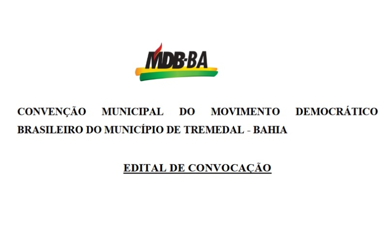 Edital de Convocação do MDB em Tremedal